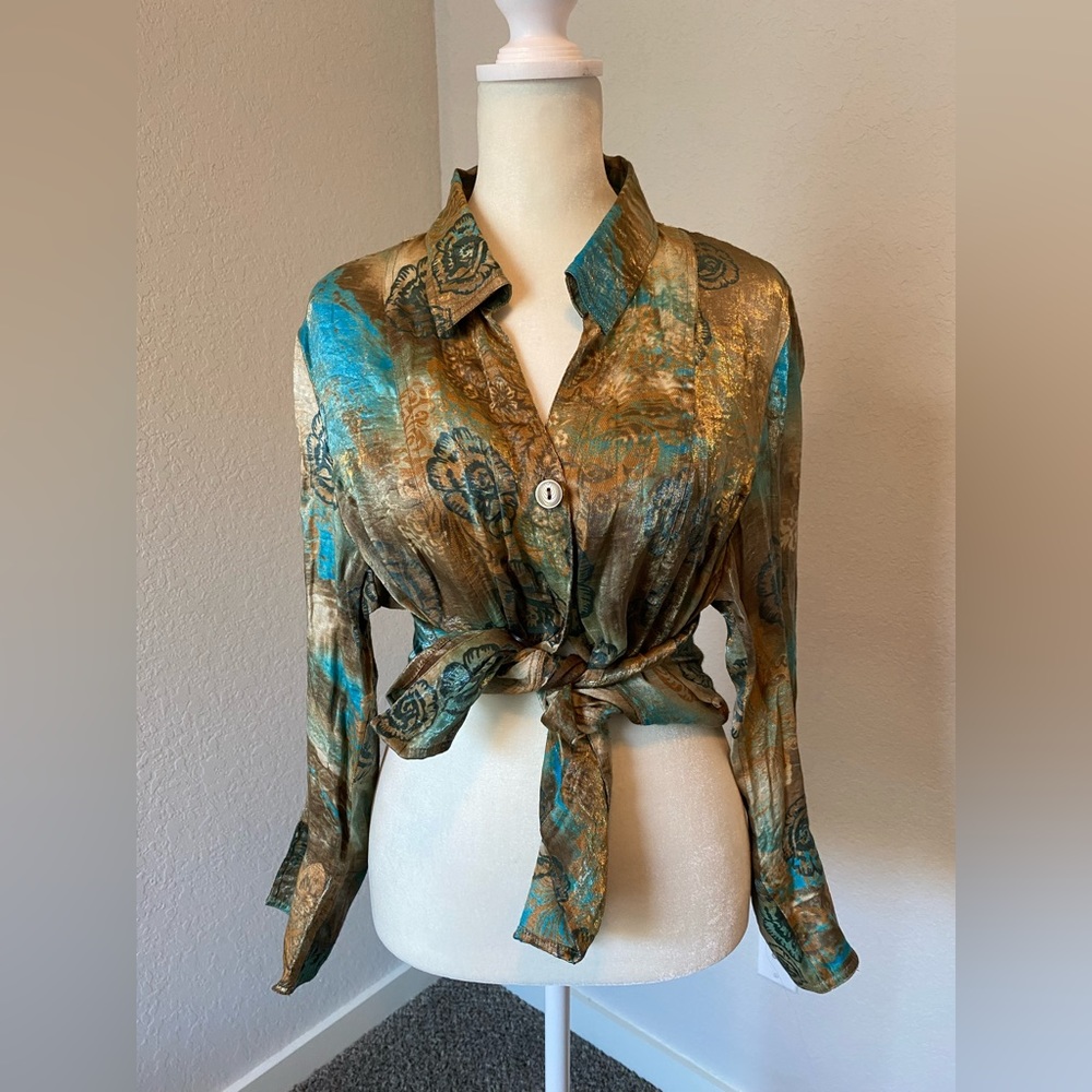 Blue and Gold Blouse - Picture 5 of 6